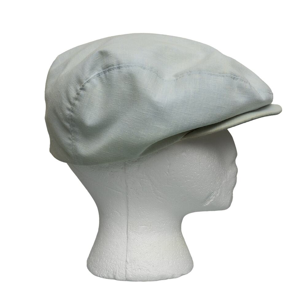 Men's Vintage Twill Poplin Linen Union Made Flat Cap NewsBoy Muted Sky-Blue -Med
